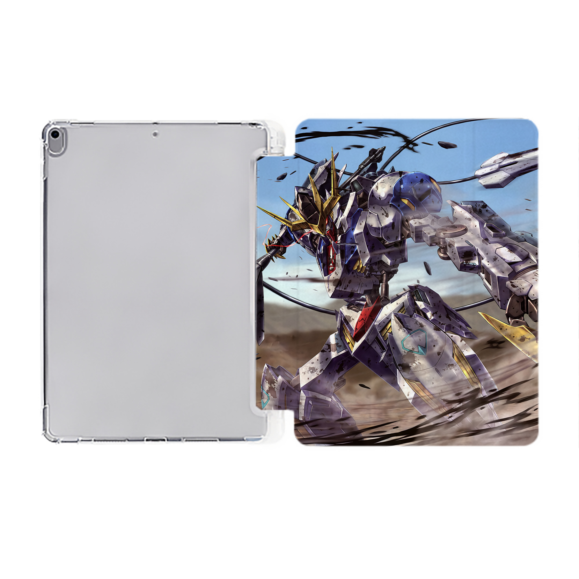 （画像用） 機動戦士ガンダム Mobile Suit Gundam IPad ケース ペン収納付き 三つ折りスタンド PUレザー×シリコン 対応機種9.5/10.5/10.9インチ